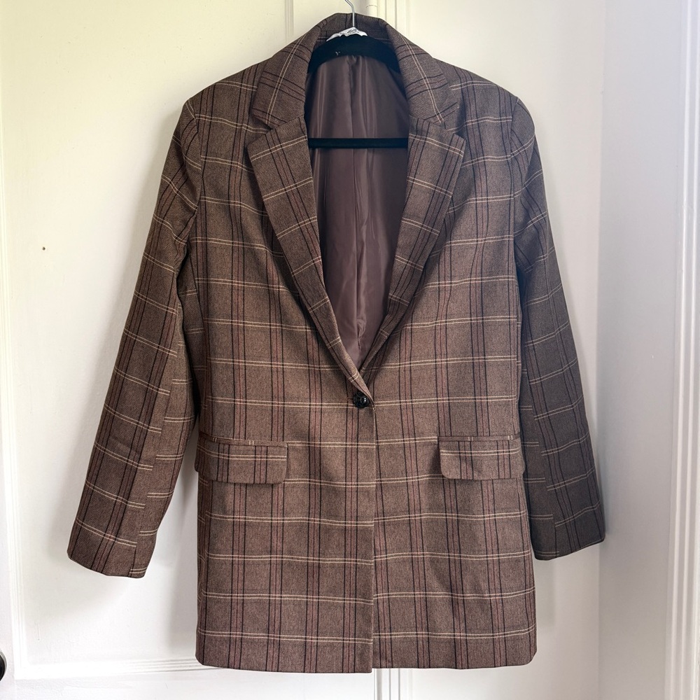 ASOS Miss Selfridge Tailored Blazer in Plaid Print